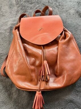 100% Leather. colombian brand -Velez.Leather Drawstring Backpack in Burnt Orange